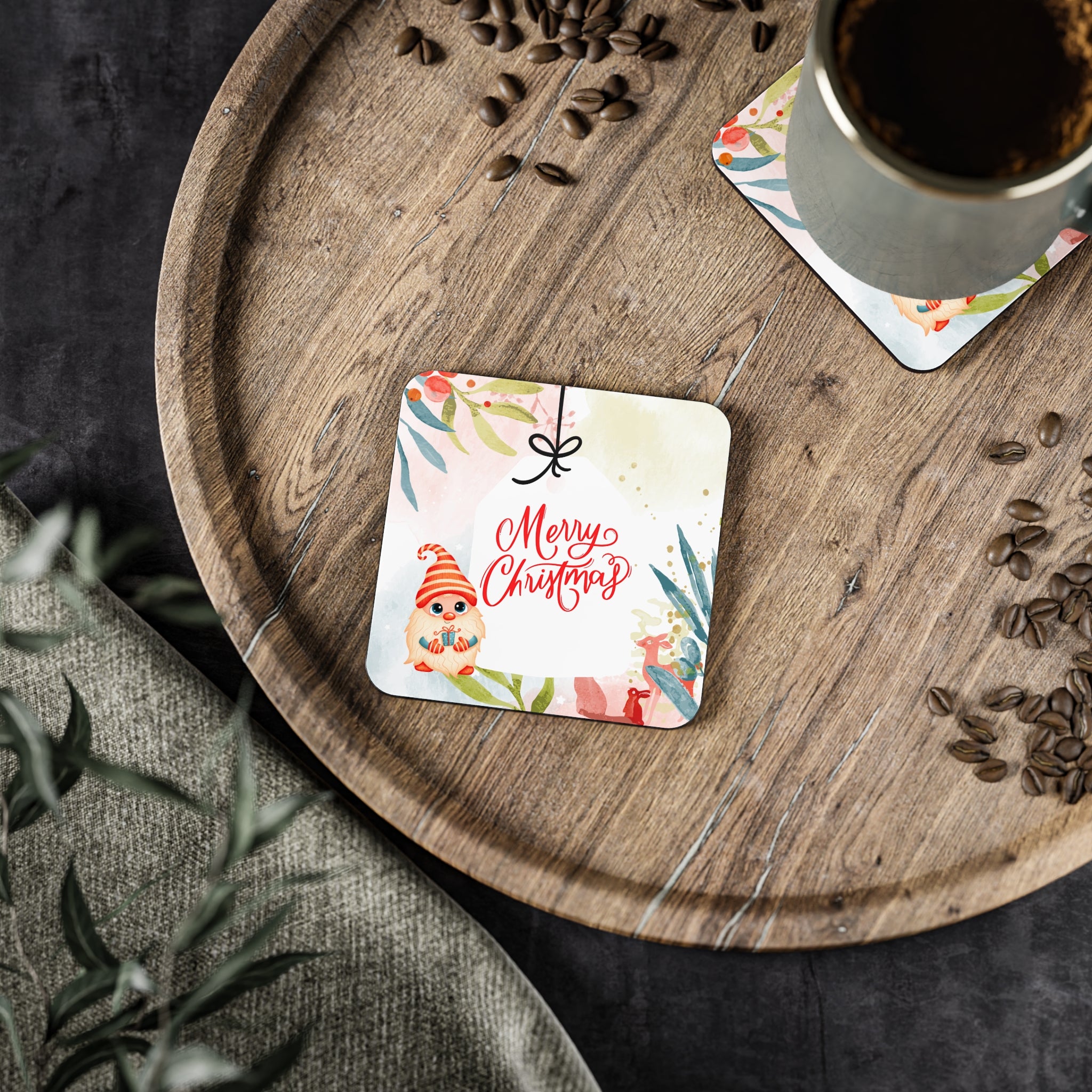 Santa Bush Gnome Coasters