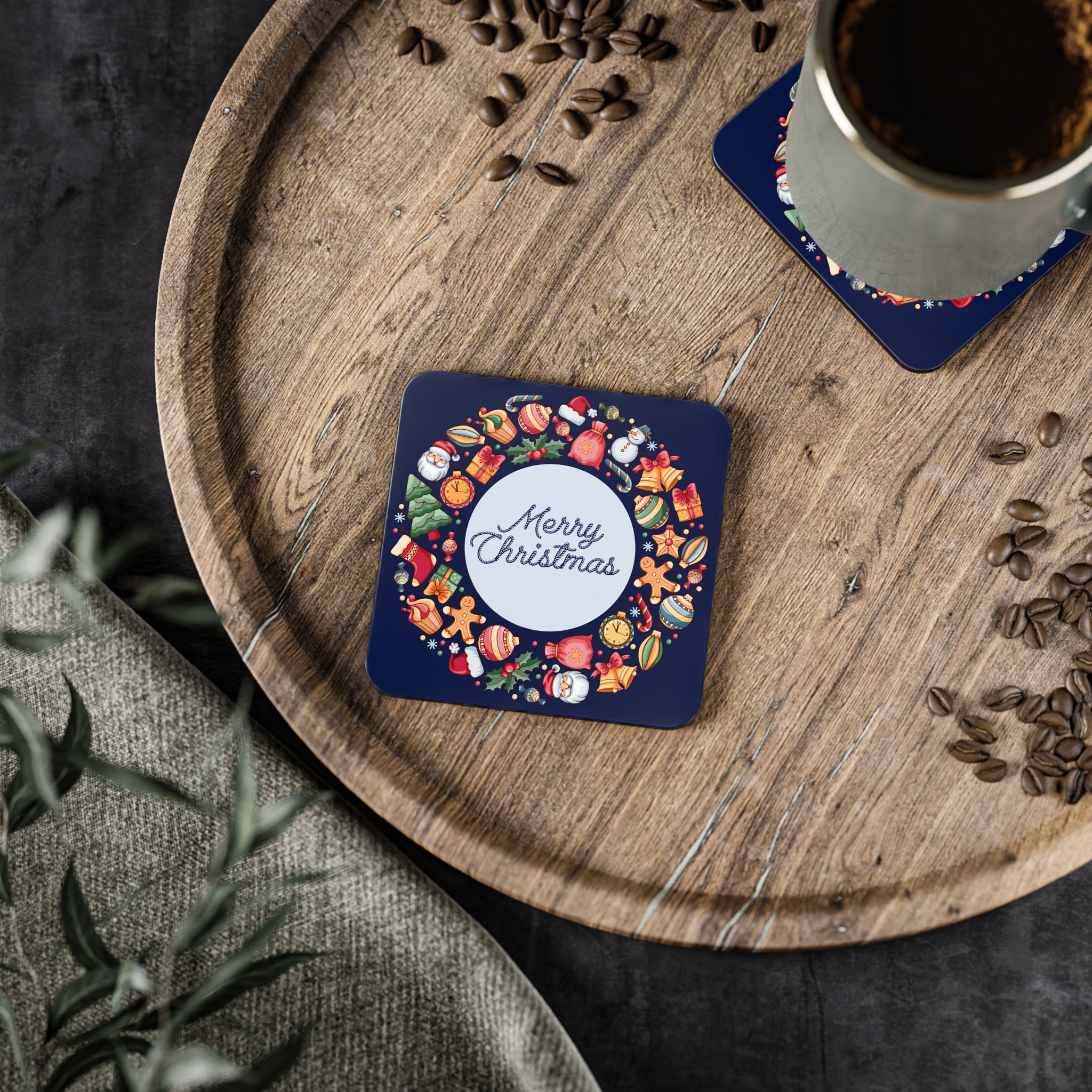 Merry Christmas Ornament Coasters