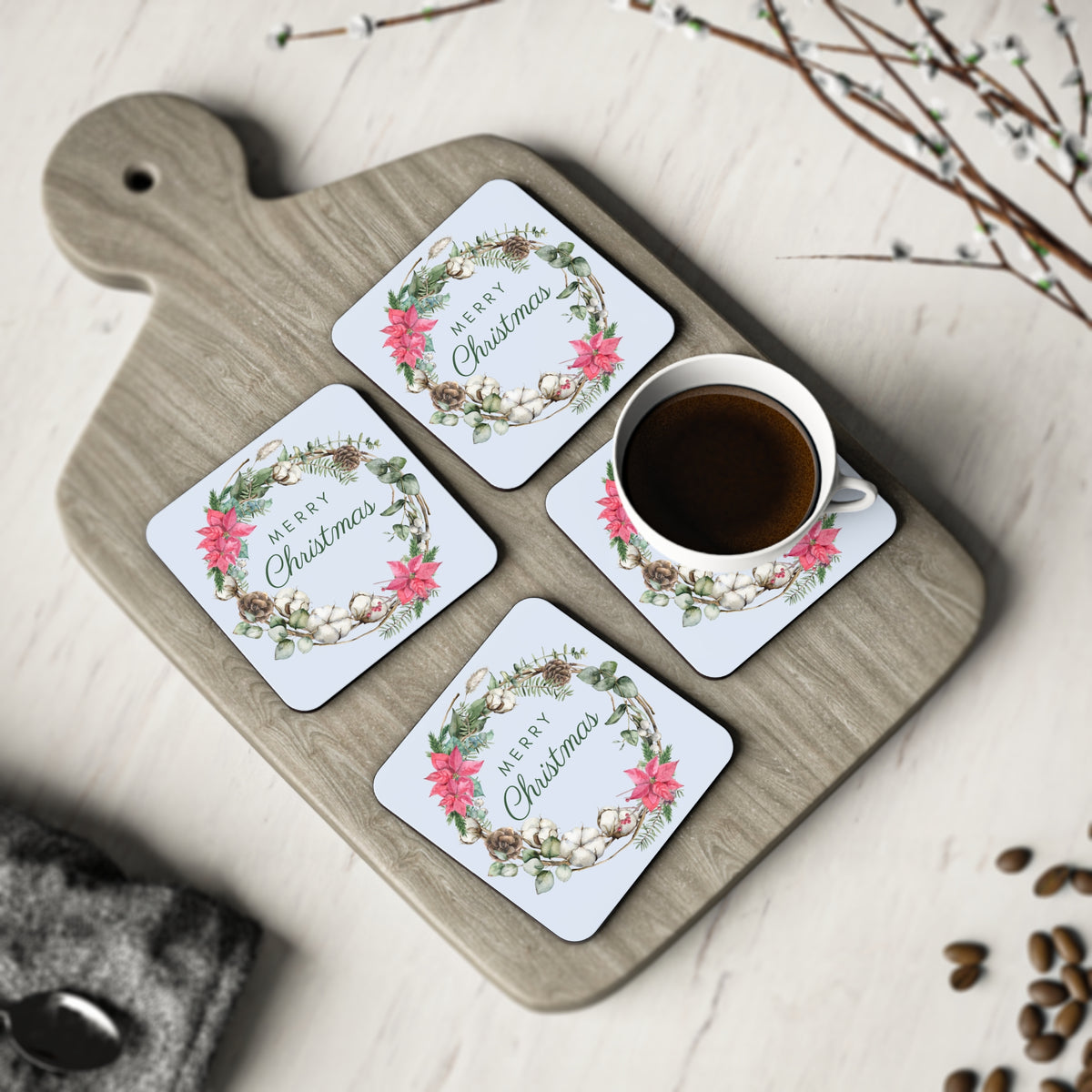 Christmas Bush Wreath Coasters