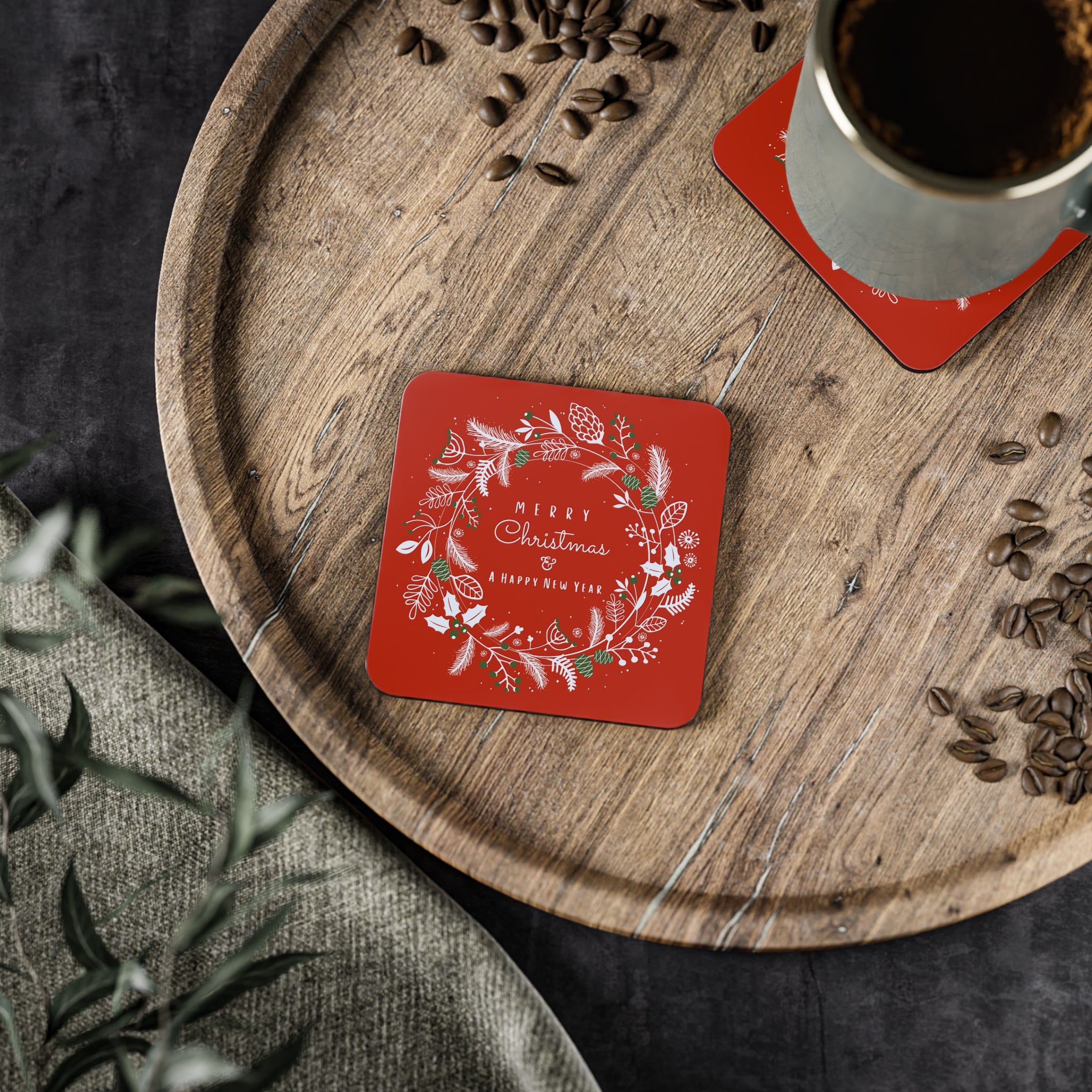 Christmas Boho Red Coasters