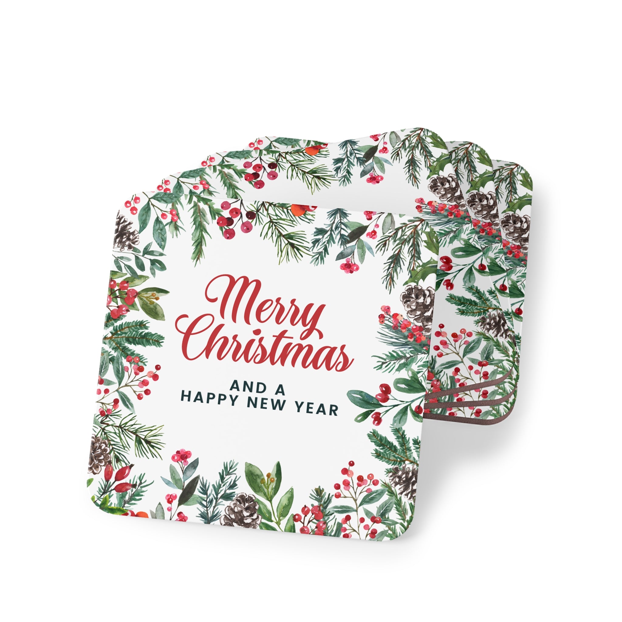 Merry Holly Christmas Coasters