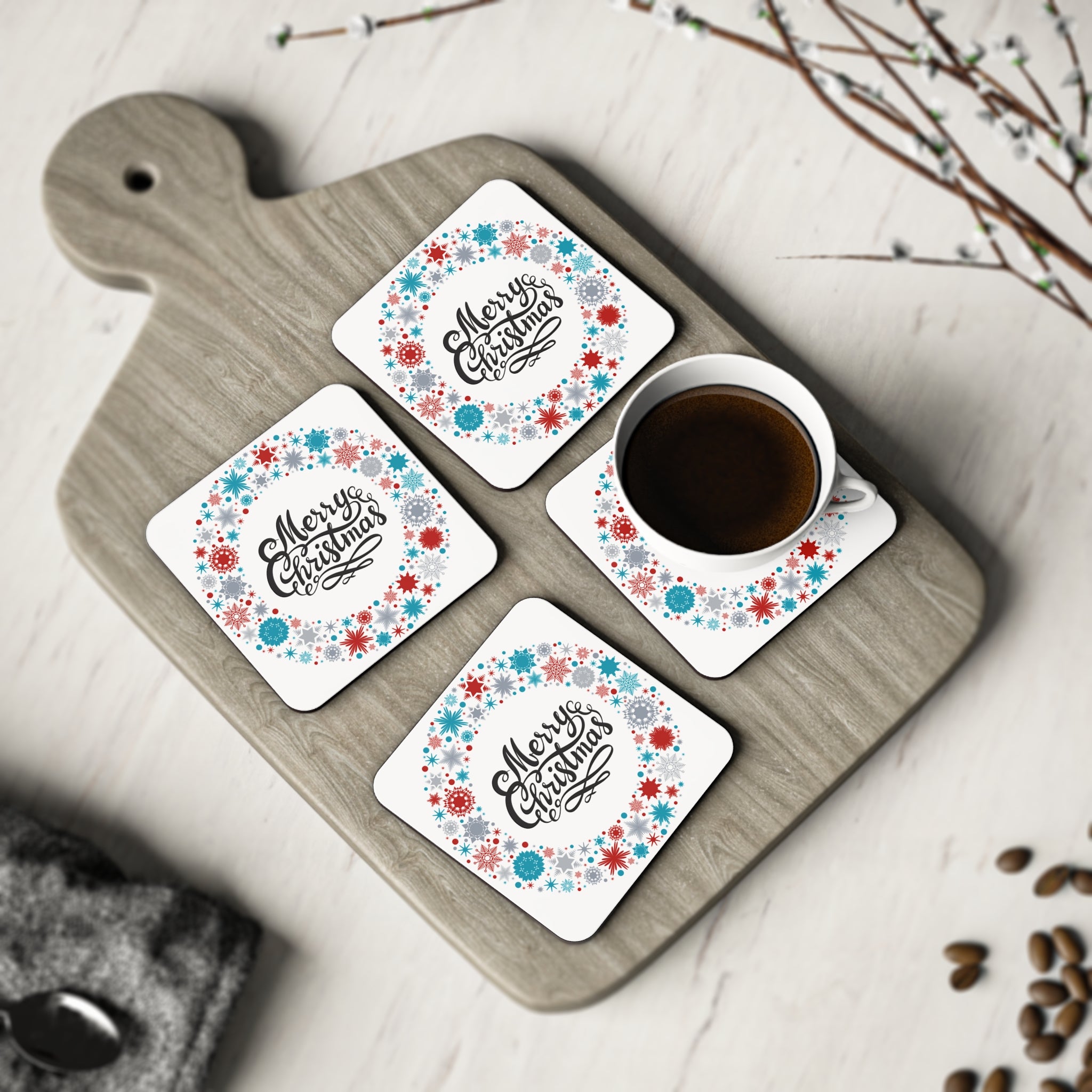 Merry Christmas Stars Coasters