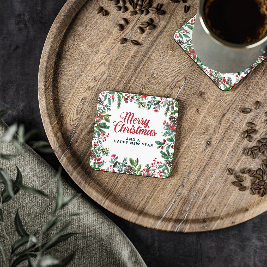 Merry Holly Christmas Coasters