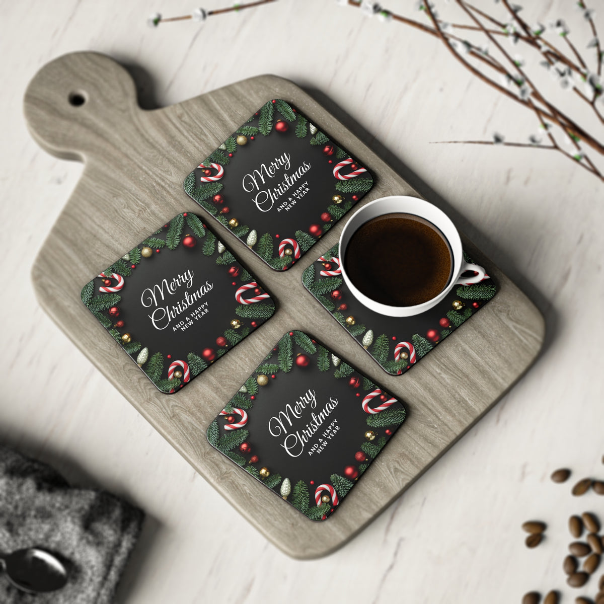 Merry Christmas New Year Coasters