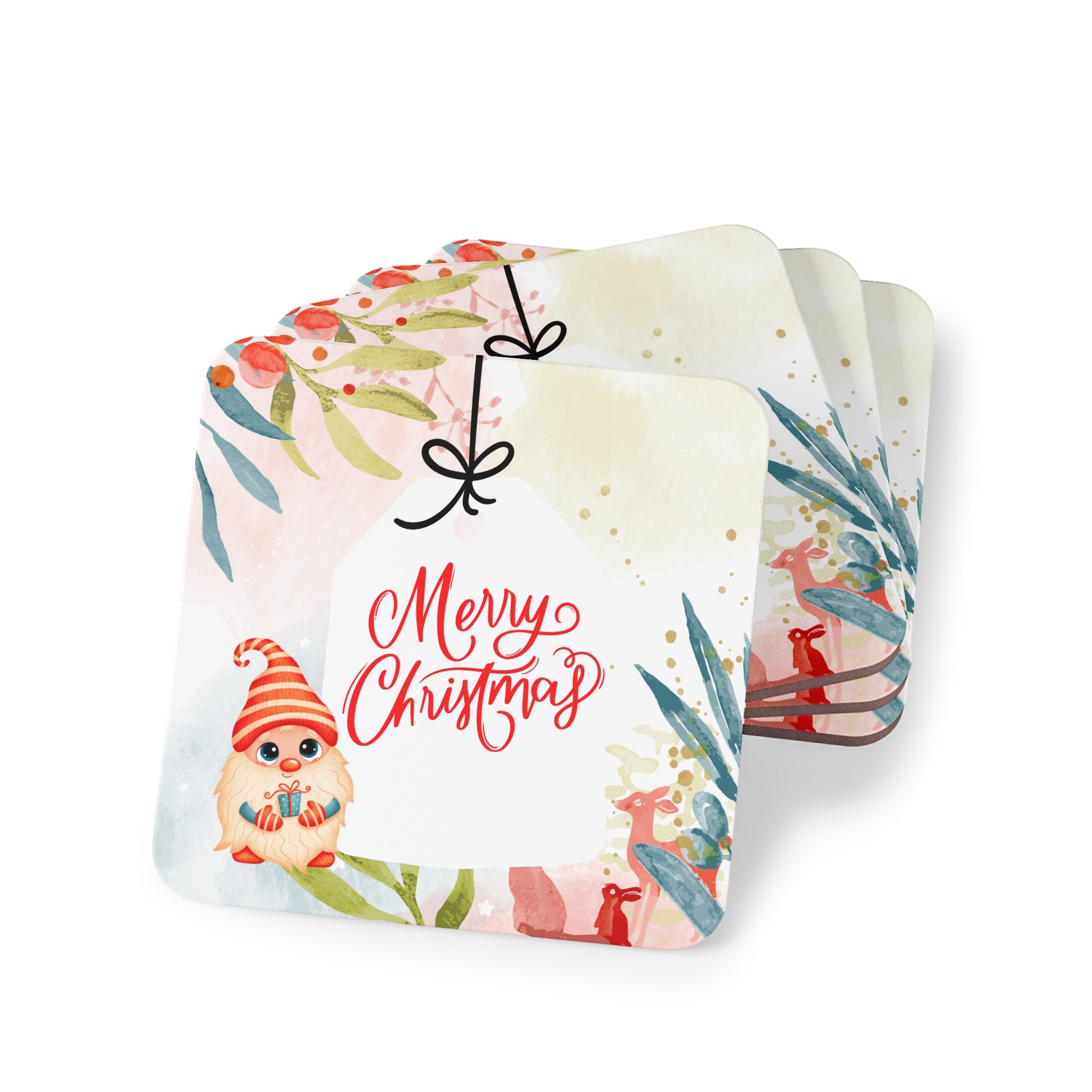 Santa Bush Gnome Coasters
