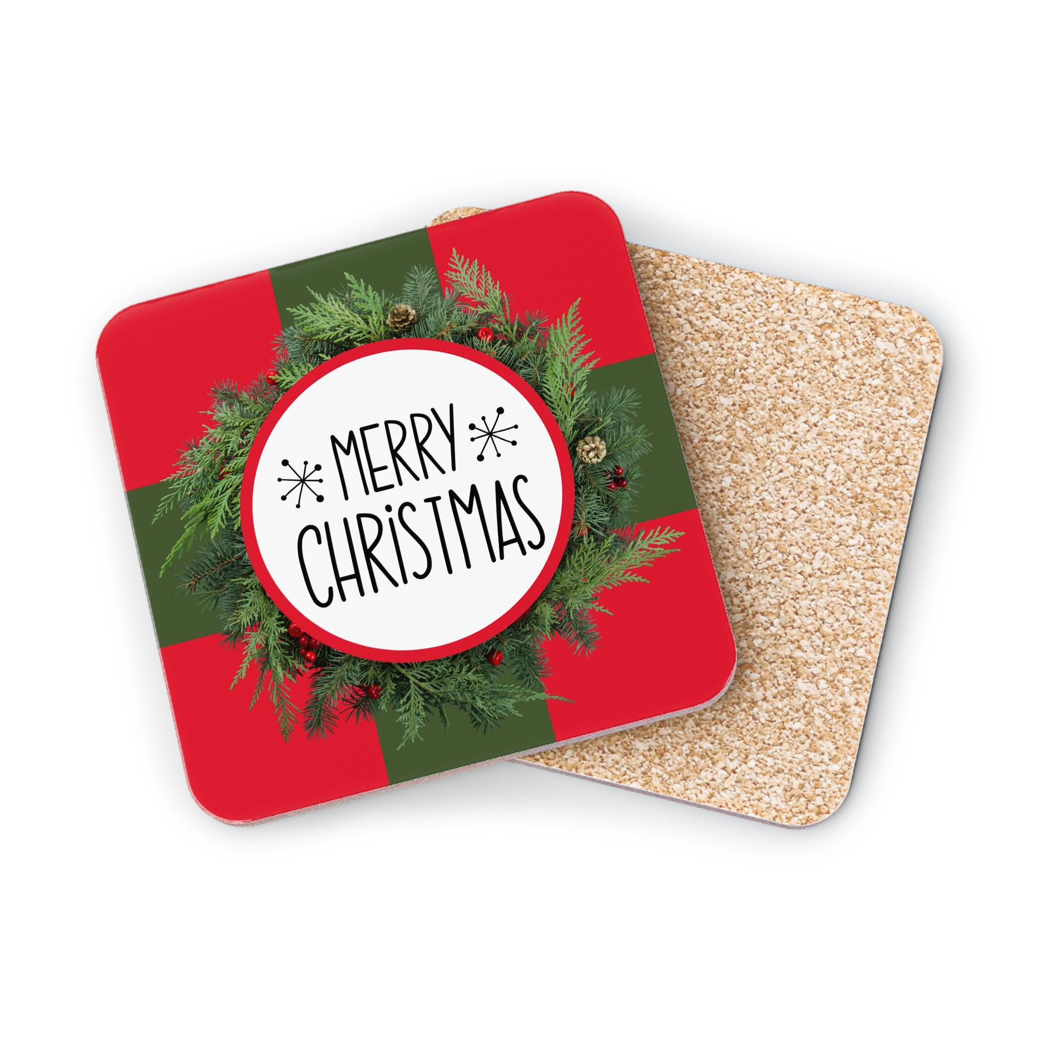 Merry Christmas Wreath Coasters