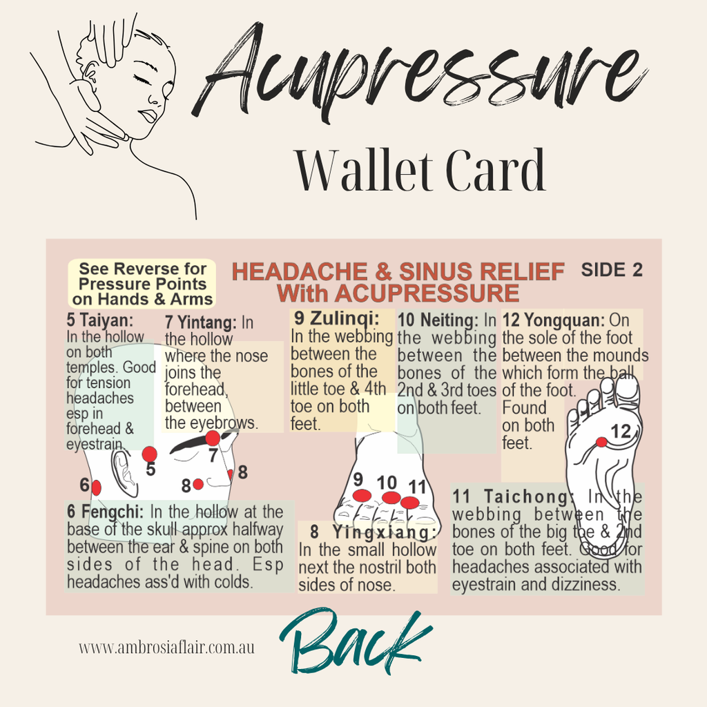 Acupressure Wallet Card - Headache and Sinus Relief