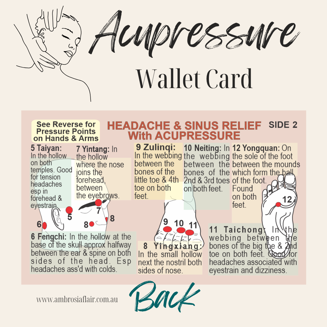 Acupressure Wallet Card - Headache and Sinus Relief