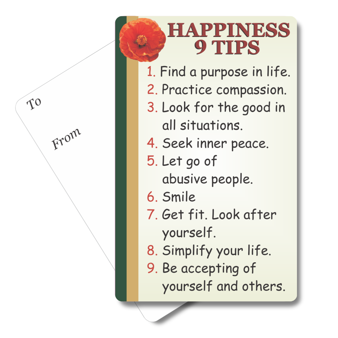Happiness - 9 Tips Mini Pocket Card