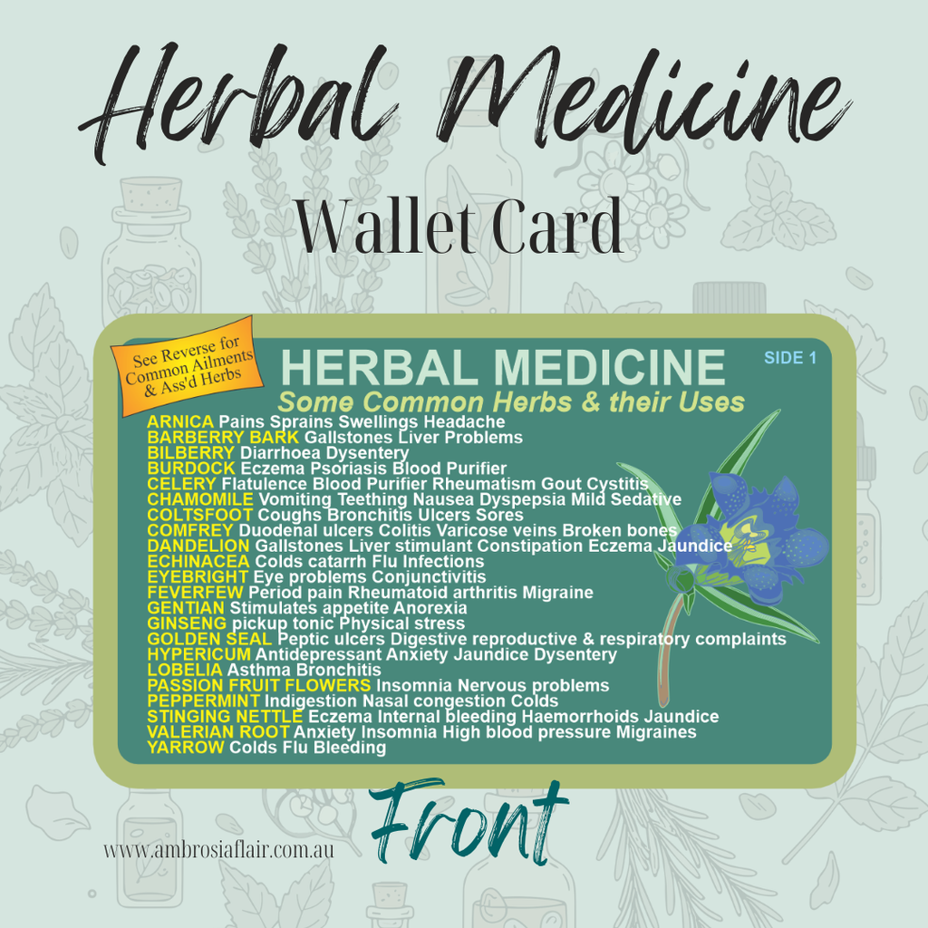 Herbal Medicine Beginner's Wallet Card - Alternative Healing
