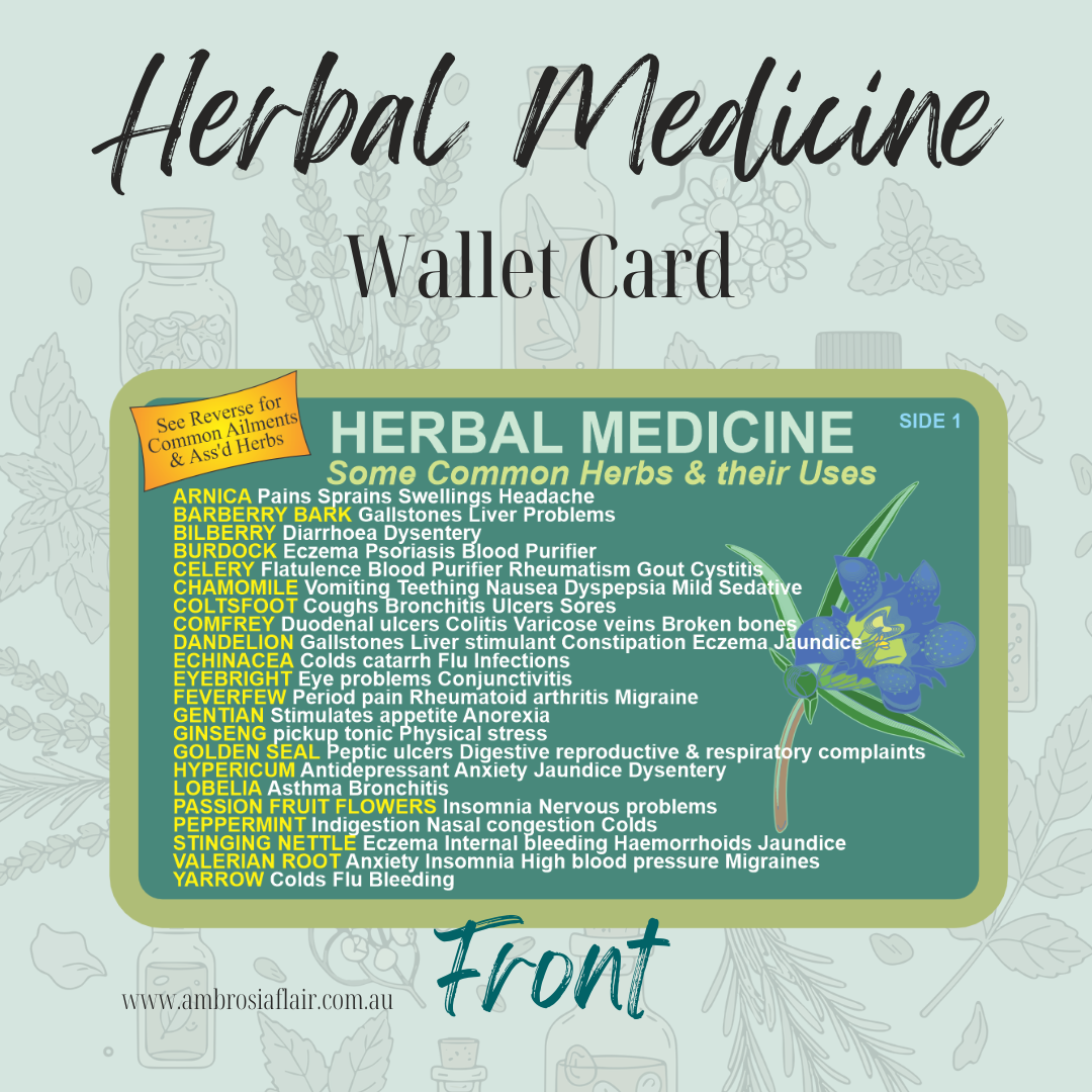 Herbal Medicine Beginner's Wallet Card - Alternative Healing