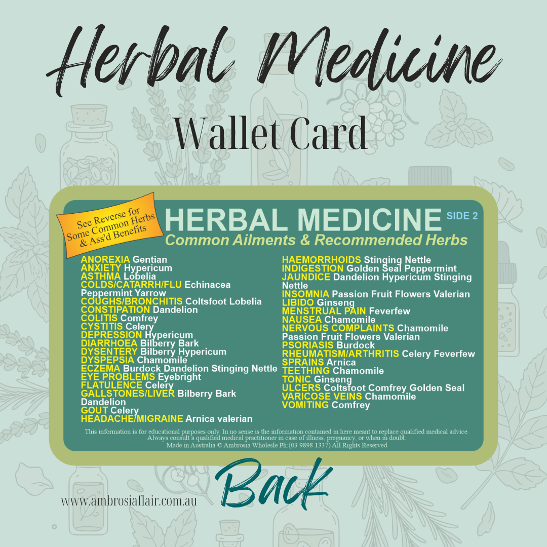 Herbal Medicine Beginner's Wallet Card - Alternative Healing