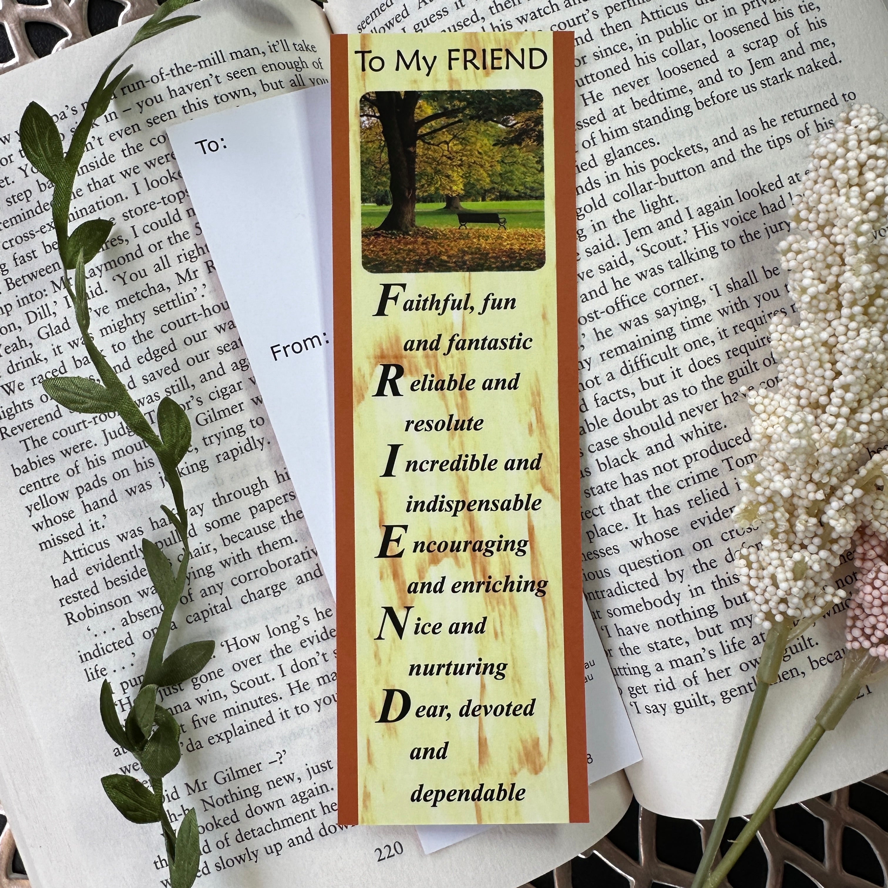 To My Friend - Heartfelt Gesture Bookmark