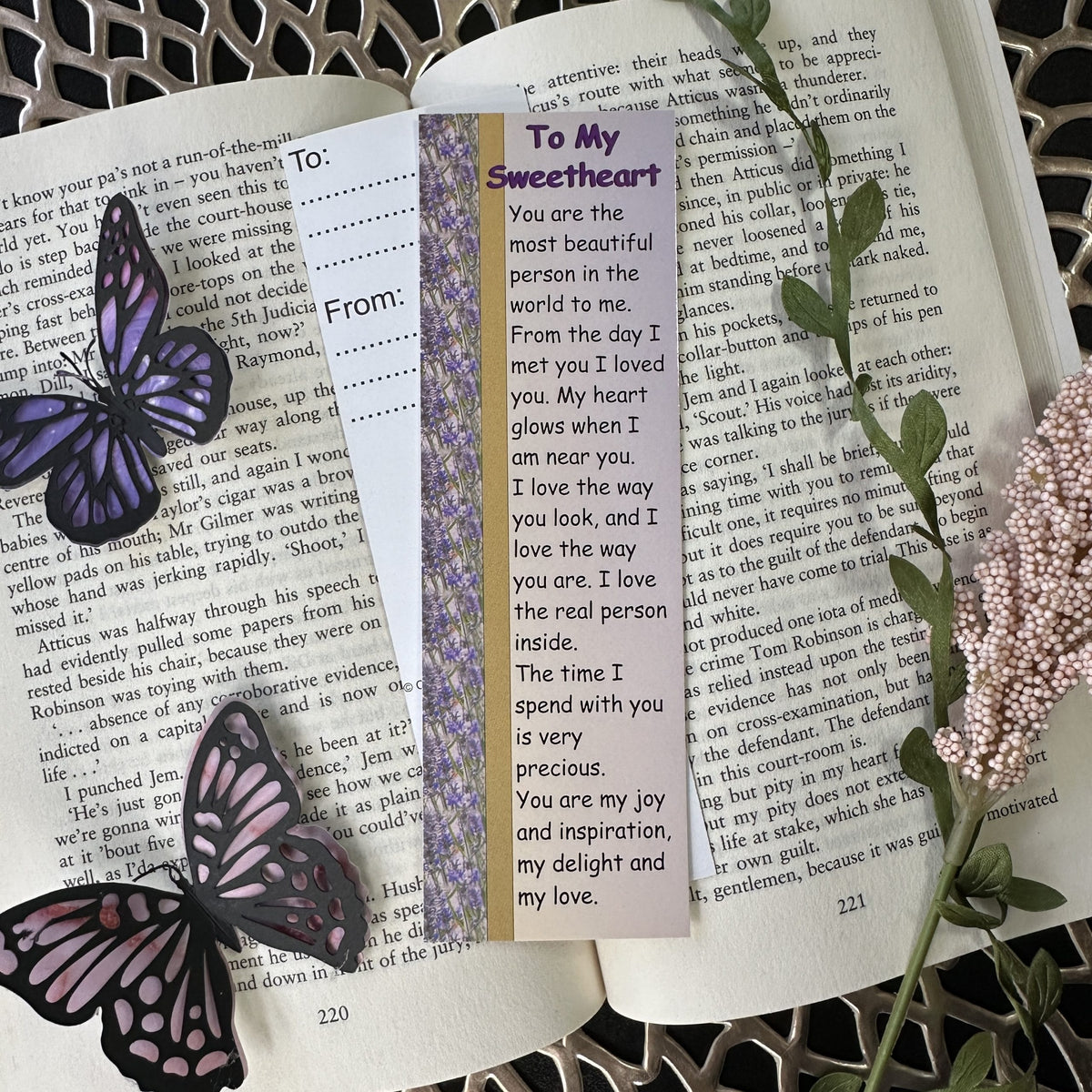 To My Sweetheart Bookmark