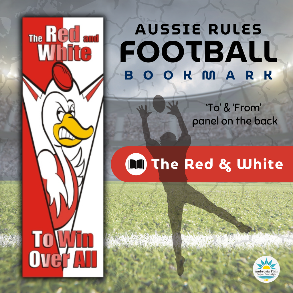 Red & White Footy Bookmark