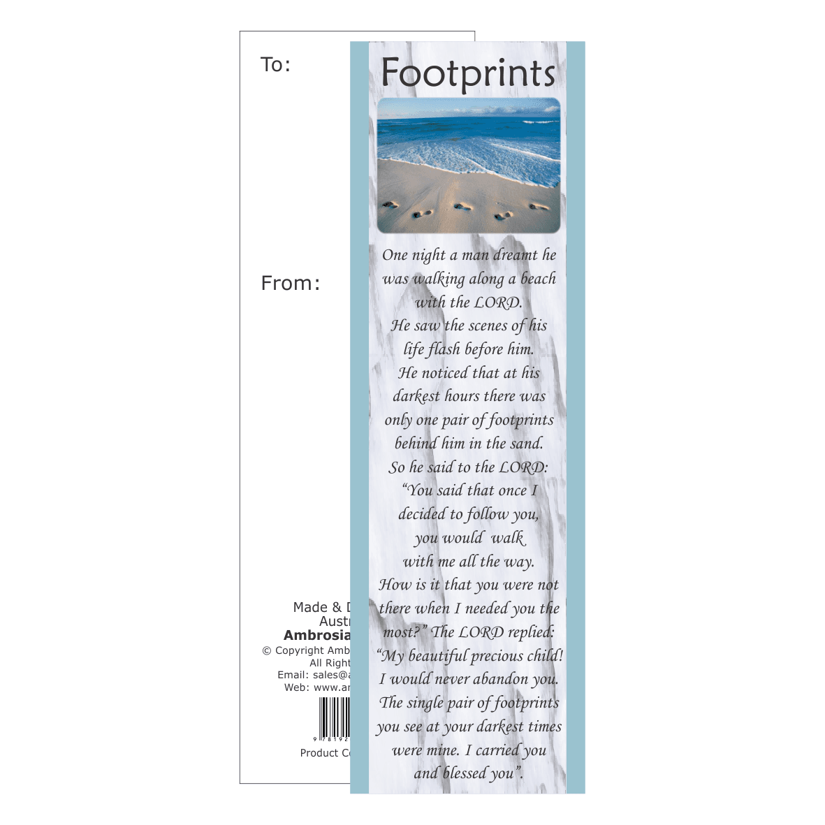 Footprints In The Sand Bookmark - Ambrosia Flair